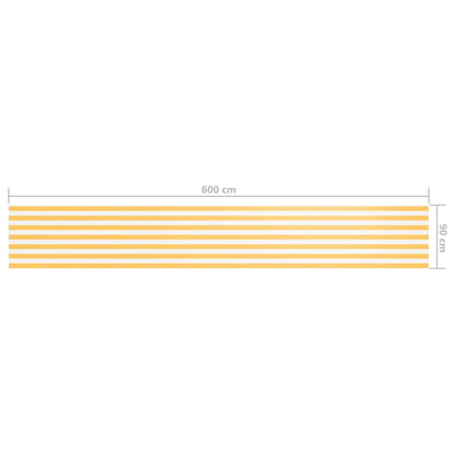 Balkonscherm Oxford Stof Wit En Geel White And Yellow 90 x 600 cm