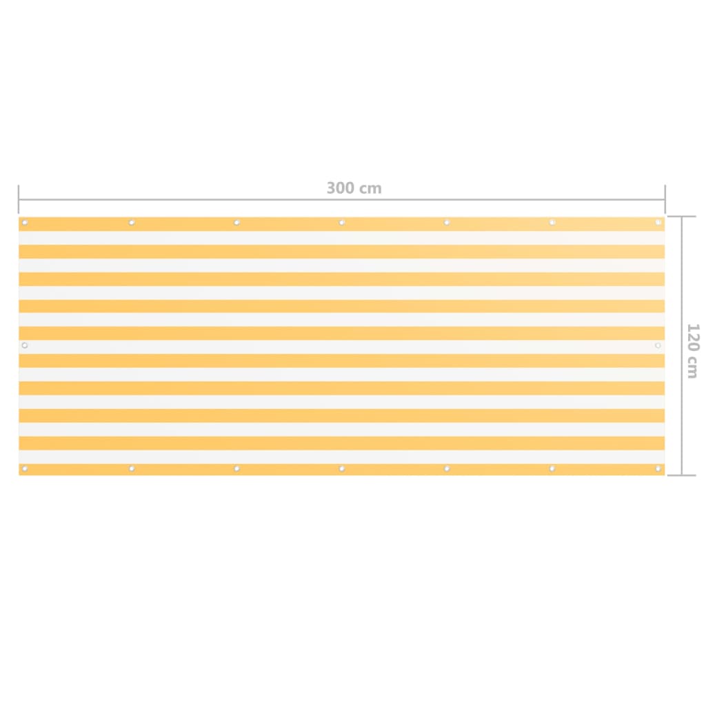 Balkonscherm Oxford Stof Wit En Geel White And Yellow 120 x 300 cm