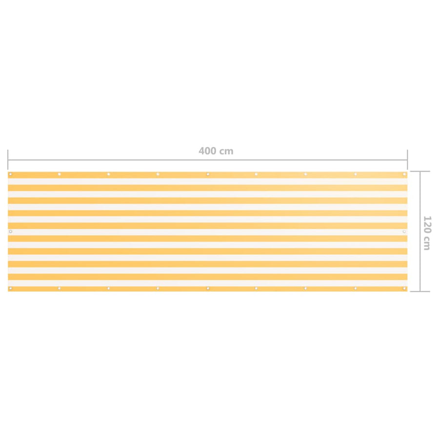 Balkonscherm Oxford Stof Wit En Geel White And Yellow 120 x 400 cm