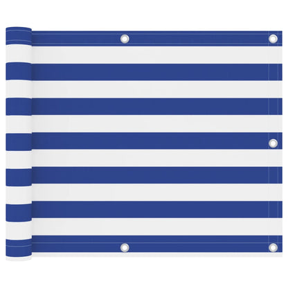 Balkonscherm Oxford Stof Wit En Blauw 75 x 400 cm