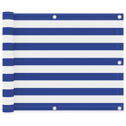 Balkonscherm Oxford Stof Wit En Blauw 75 x 600 cm
