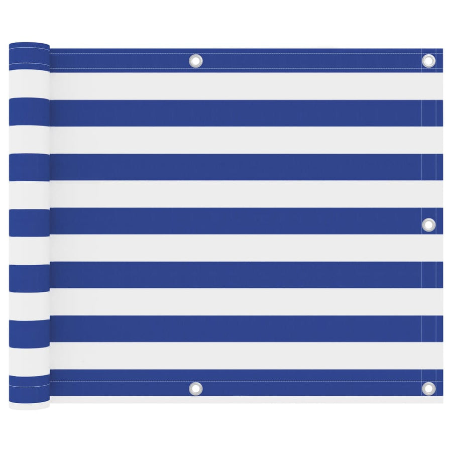 Balkonscherm Oxford Stof Wit En Blauw 75 x 600 cm