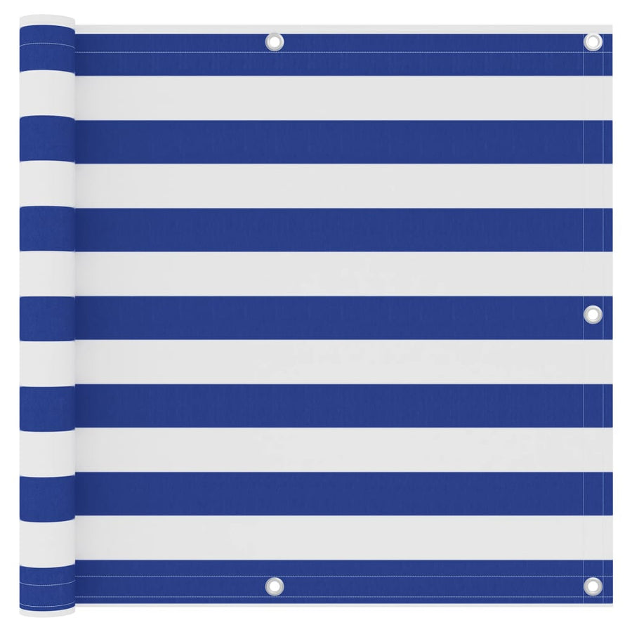 Balkonscherm Oxford Stof Wit En Blauw 90 x 300 cm