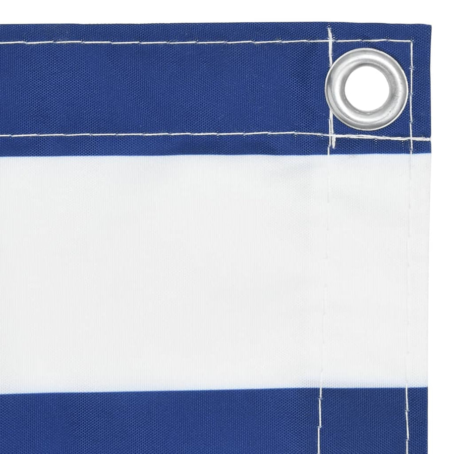 Balkonscherm Oxford Stof Wit En Blauw 90 x 300 cm