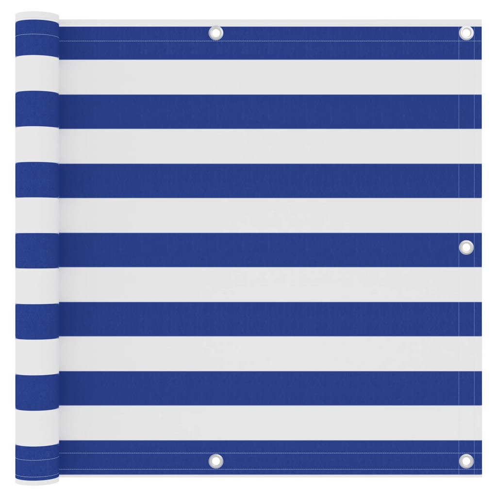 Balkonscherm Oxford Stof Wit En Blauw 90 x 500 cm