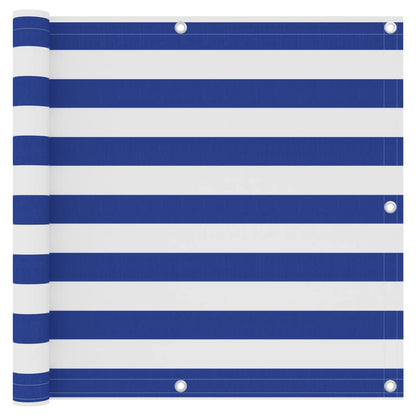 Balkonscherm Oxford Stof Wit En Blauw 90 x 500 cm