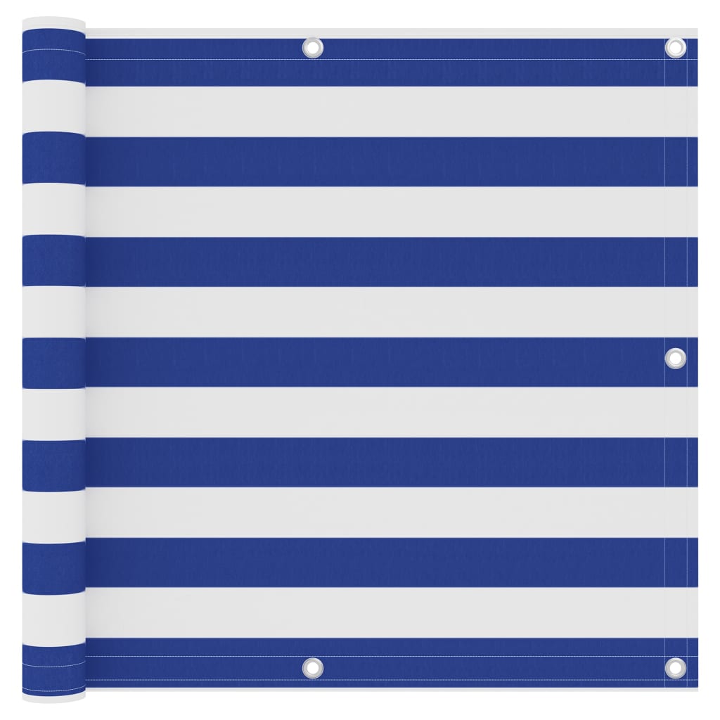 Balkonscherm Oxford Stof Wit En Blauw 90 x 600 cm