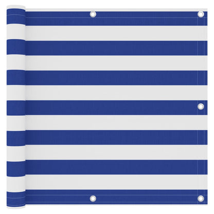 Balkonscherm Oxford Stof Wit En Blauw 90 x 600 cm