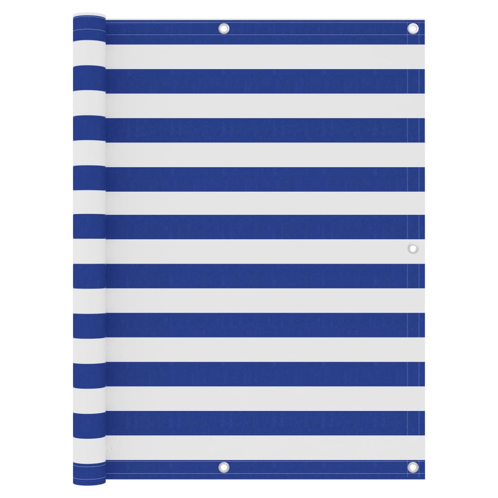 Balkonscherm Oxford Stof Wit En Blauw 120 x 300 cm