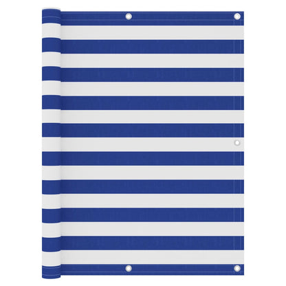 Balkonscherm Oxford Stof Wit En Blauw 120 x 500 cm