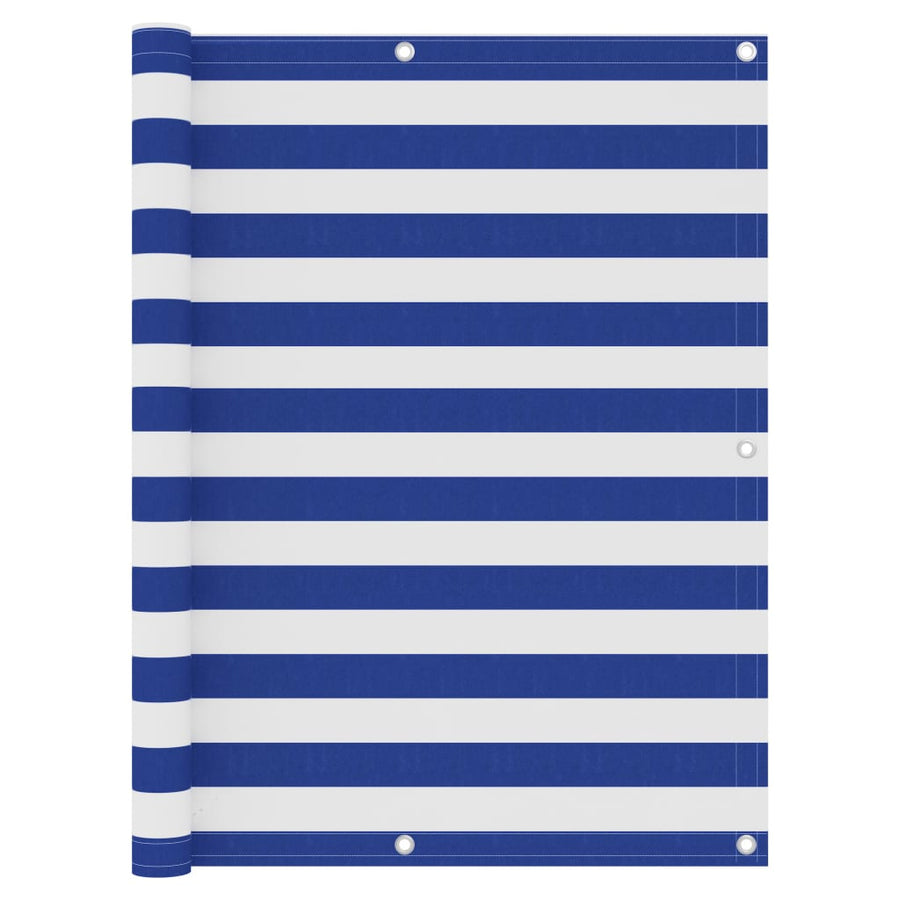 Balkonscherm Oxford Stof Wit En Blauw 120 x 500 cm