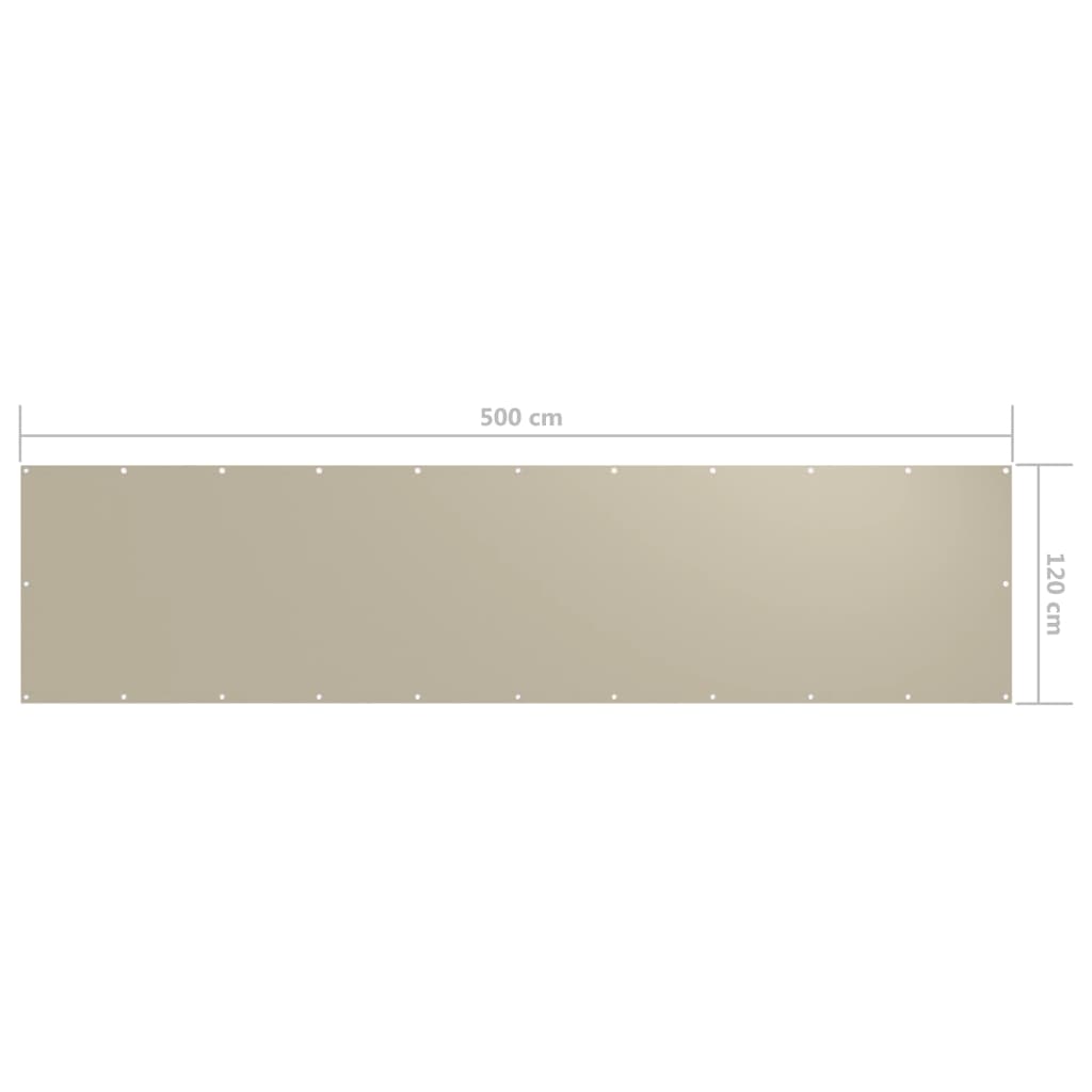 Balkonscherm 120x500 cm oxford stof beige 120 x 500 cm