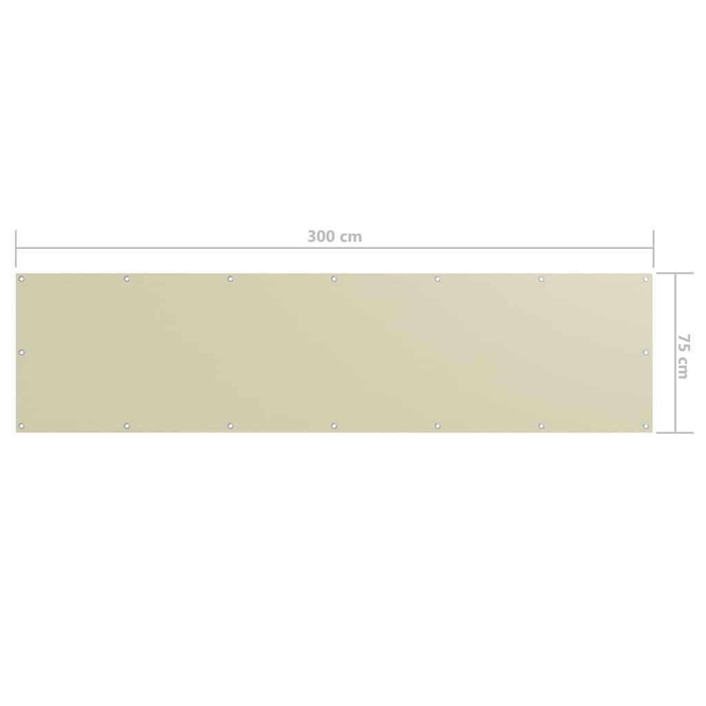 Balkonscherm Oxford Stof Crème 75 x 300 cm