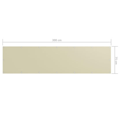 Balkonscherm Oxford Stof Crème 75 x 300 cm
