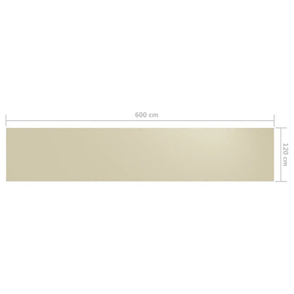Balkonscherm Oxford Stof Crème 120 x 600 cm