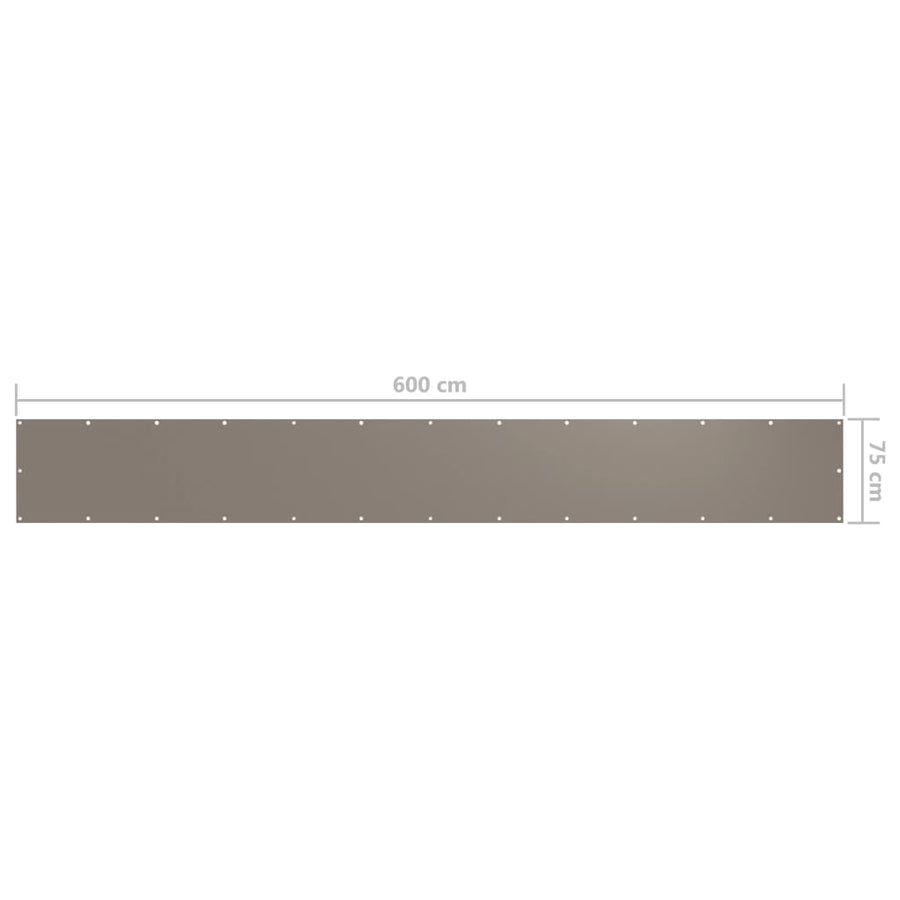Balkonscherm 75x600 cm oxford stof taupe 75 x 600 cm