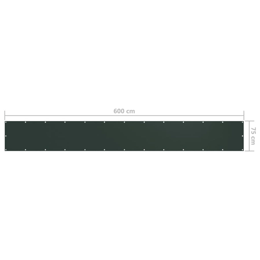 Balkonscherm Oxford Stof Donkergroen 75 x 600 cm