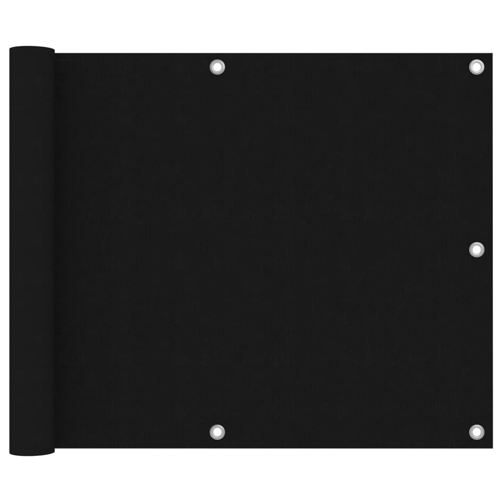 Balkonscherm Oxford Stof Zwart 75 x 600 cm