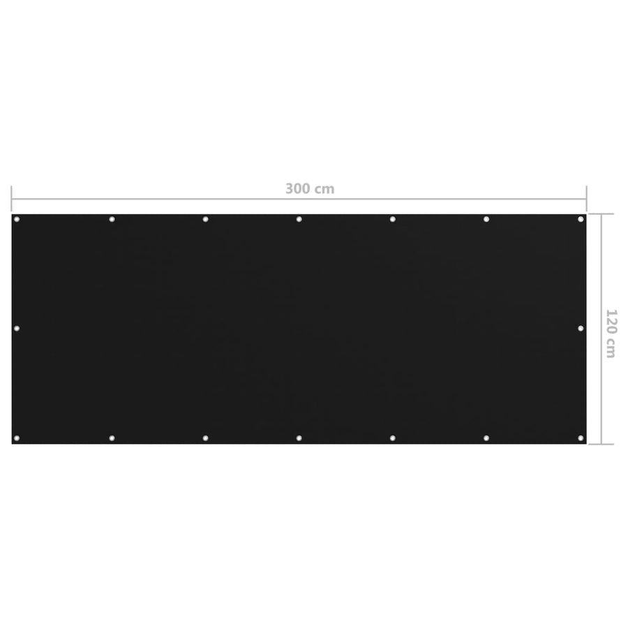 Balkonscherm Oxford Stof Zwart 120 x 300 cm