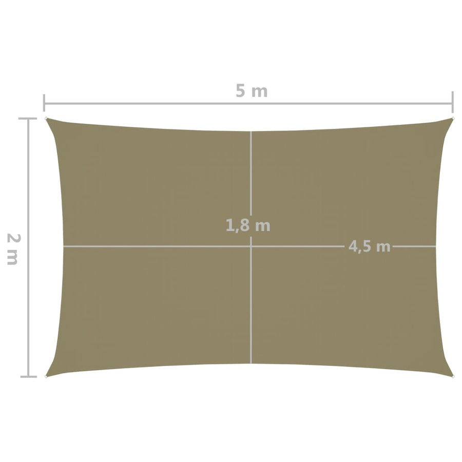 Zonnescherm rechthoekig 2x5 m oxford stof beige 2 x 5 m