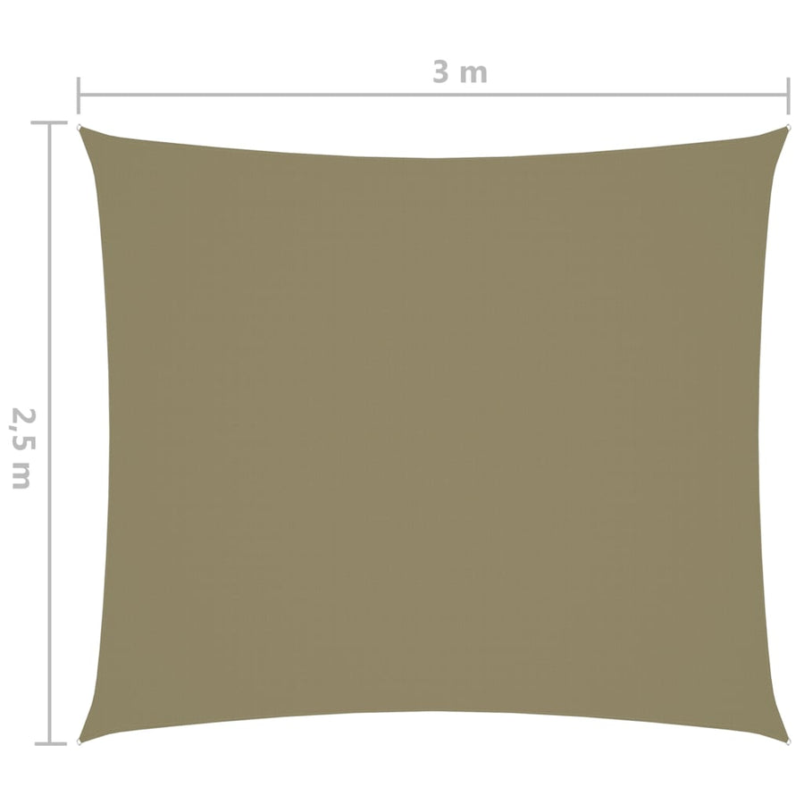 Zonnescherm rechthoekig 2,5x3 m oxford stof beige 2.5 x 3 m