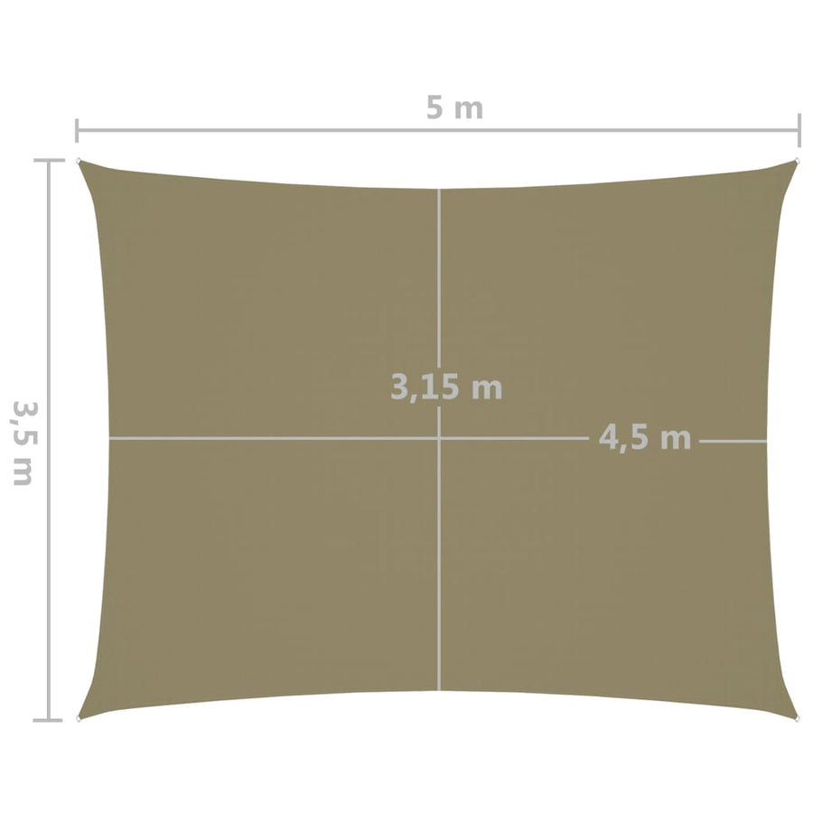 Zonnescherm rechthoekig 3,5x5 m oxford stof beige 3.5 x 5 m