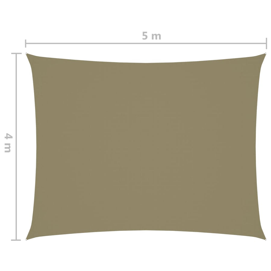 Zonnescherm rechthoekig 4x5 m oxford stof beige 4 x 5 m