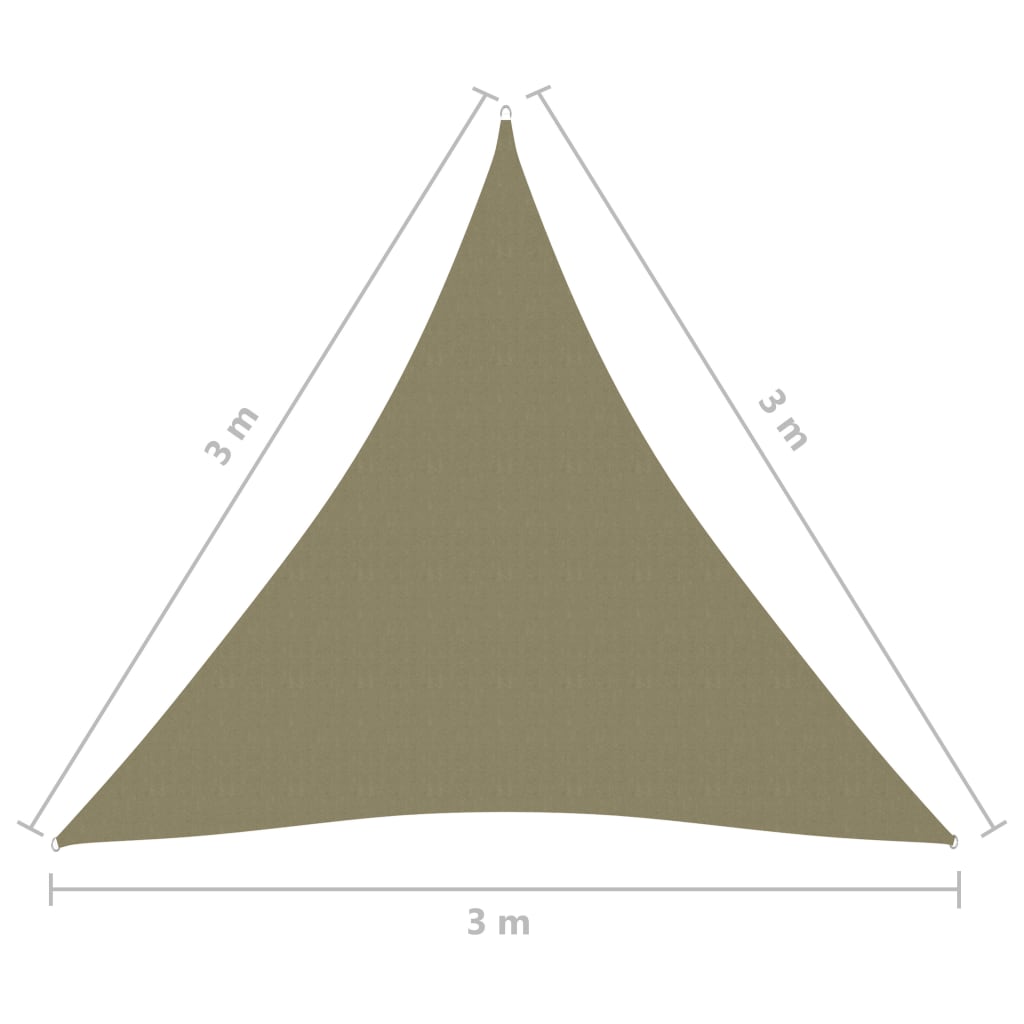 Zonnescherm Driehoekig Oxford Stof 3 x 3 x 3 m Beige