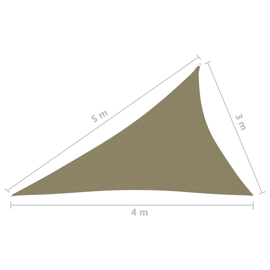 Zonnescherm Driehoekig Oxford Stof 3 x 4 x 5 m Beige