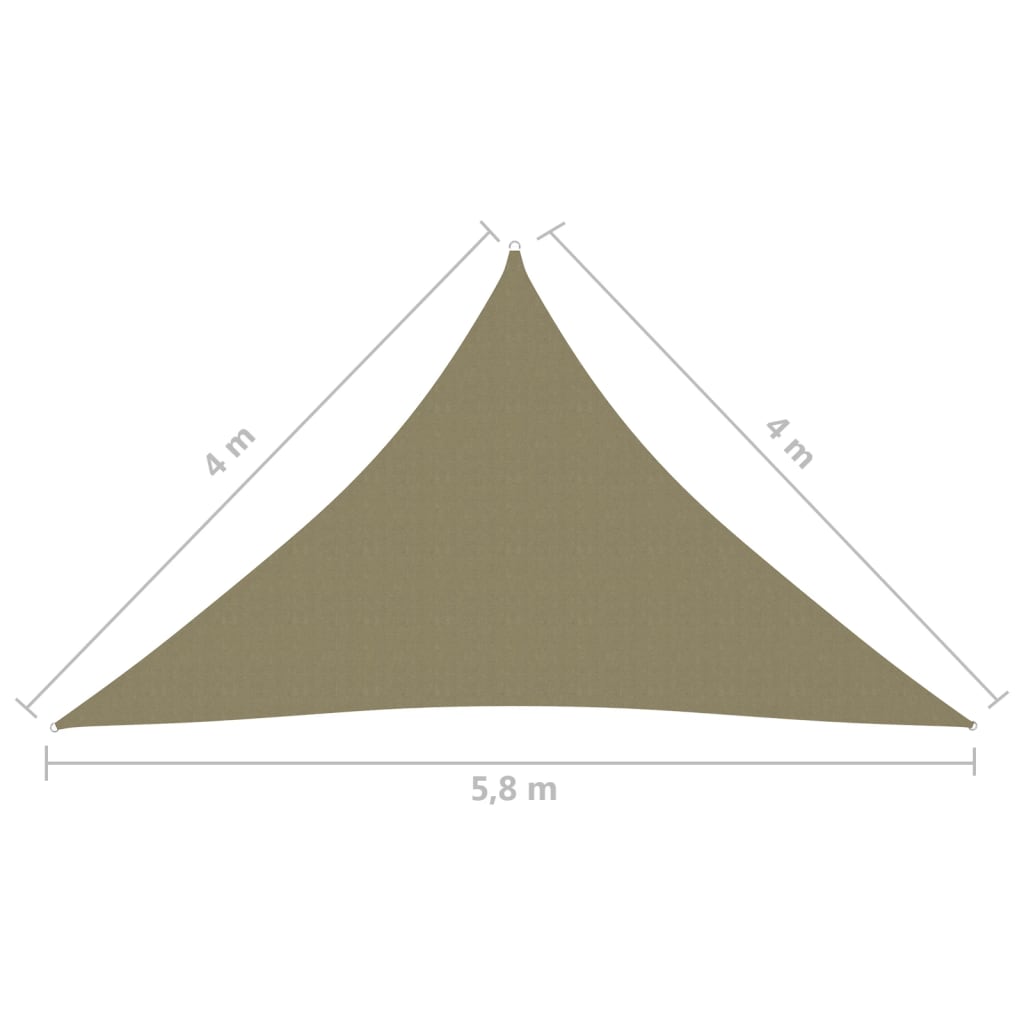 Zonnescherm driehoekig 4x4x5,8 m oxford stof beige 4 x 4 x 5.8 m Beige