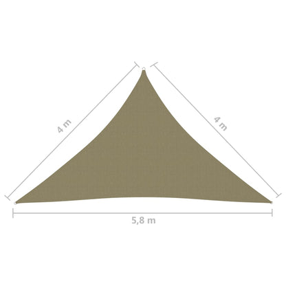 Zonnescherm driehoekig 4x4x5,8 m oxford stof beige 4 x 4 x 5.8 m Beige