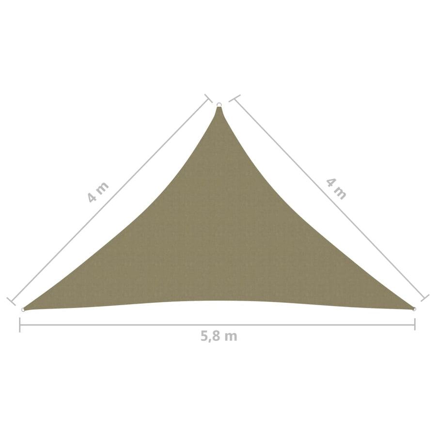 Zonnescherm driehoekig 4x4x5,8 m oxford stof beige 4 x 4 x 5.8 m Beige