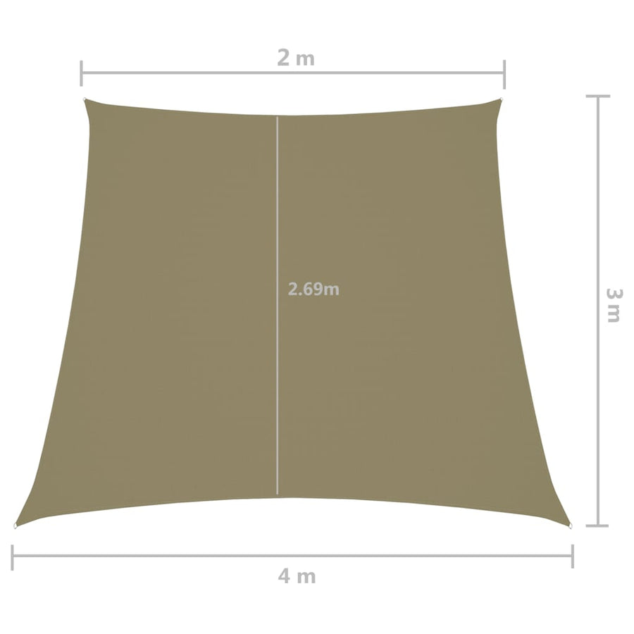 Zonnezeil Trapezium Oxford Stof 2/4 x 3 m Beige