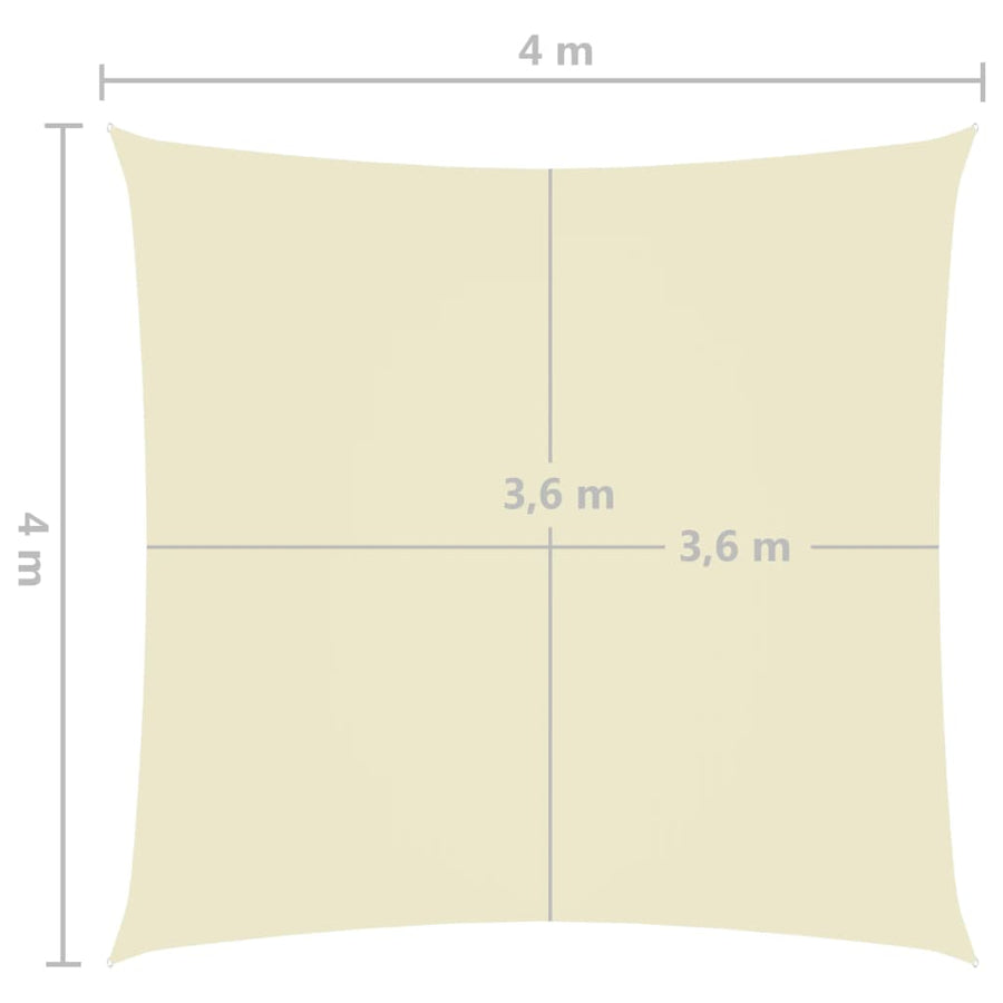Zonnescherm vierkant 4x4 m oxford stof crèmekleurig 4 x 4 m Crème