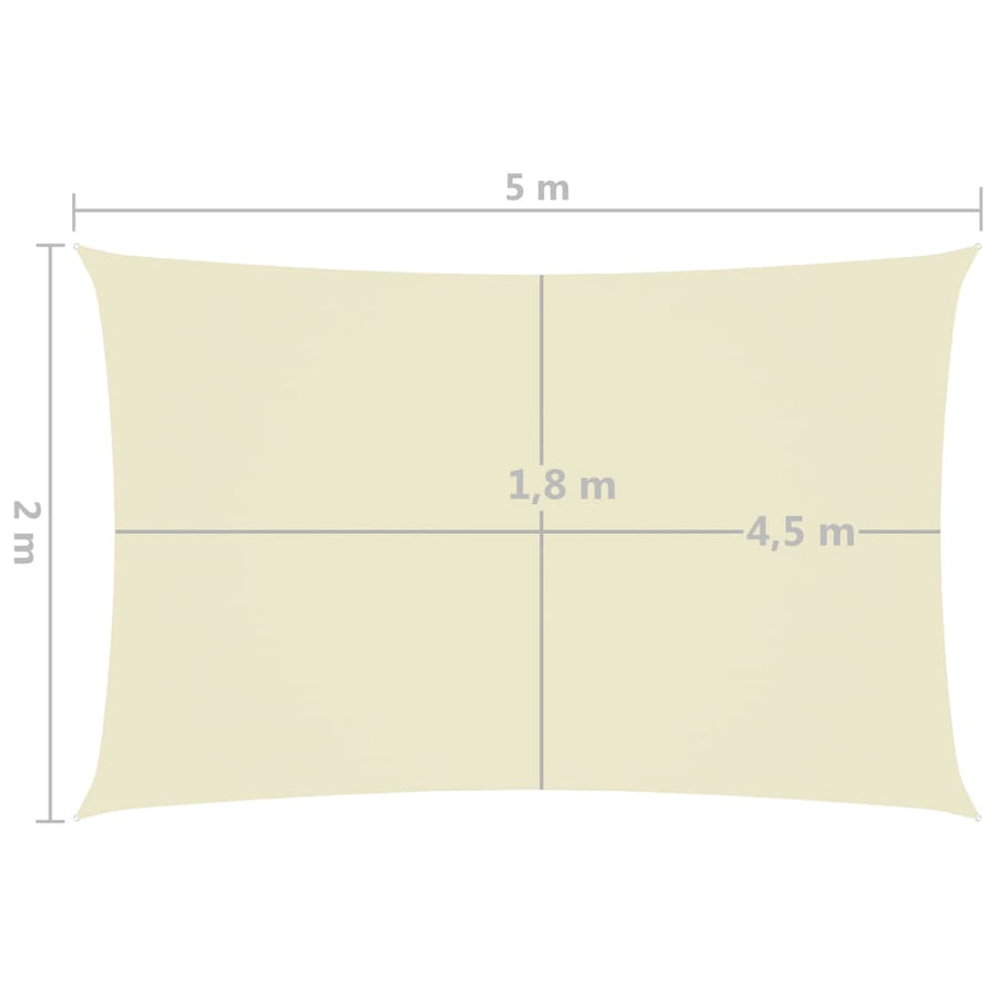 Zonnescherm rechthoekig 2x5 m oxford stof crèmekleurig 2 x 5 m