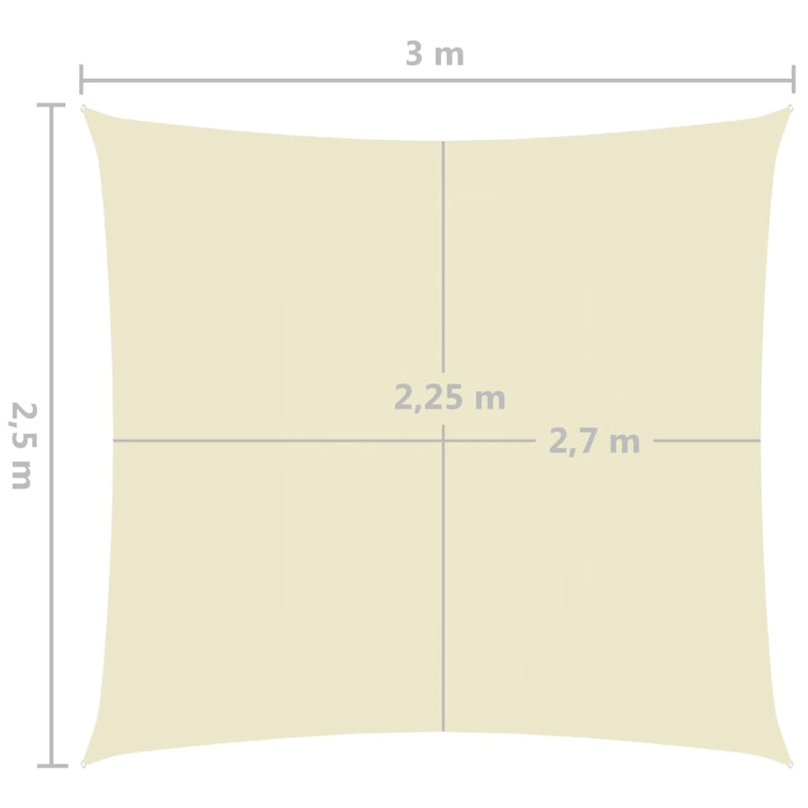 Zonnescherm rechthoekig 2,5x3 m oxford stof crèmekleurig 2.5 x 3 m