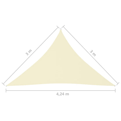 Zonnescherm driehoekig 3x3x4,24 m oxford stof crèmekleurig 3 x 3 x 4.24 m