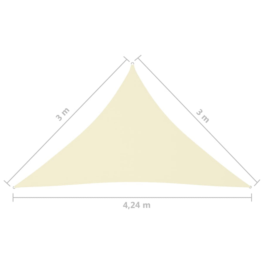 Zonnescherm driehoekig 3x3x4,24 m oxford stof crèmekleurig 3 x 3 x 4.24 m