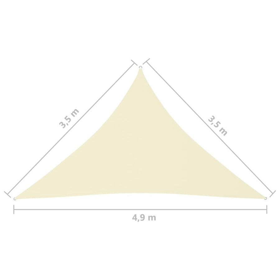 Zonnescherm Driehoekig 3,5X3,5X4,9 M Oxford Stof Kleurig 3.5 x 3.5 x 4.9 m Crème