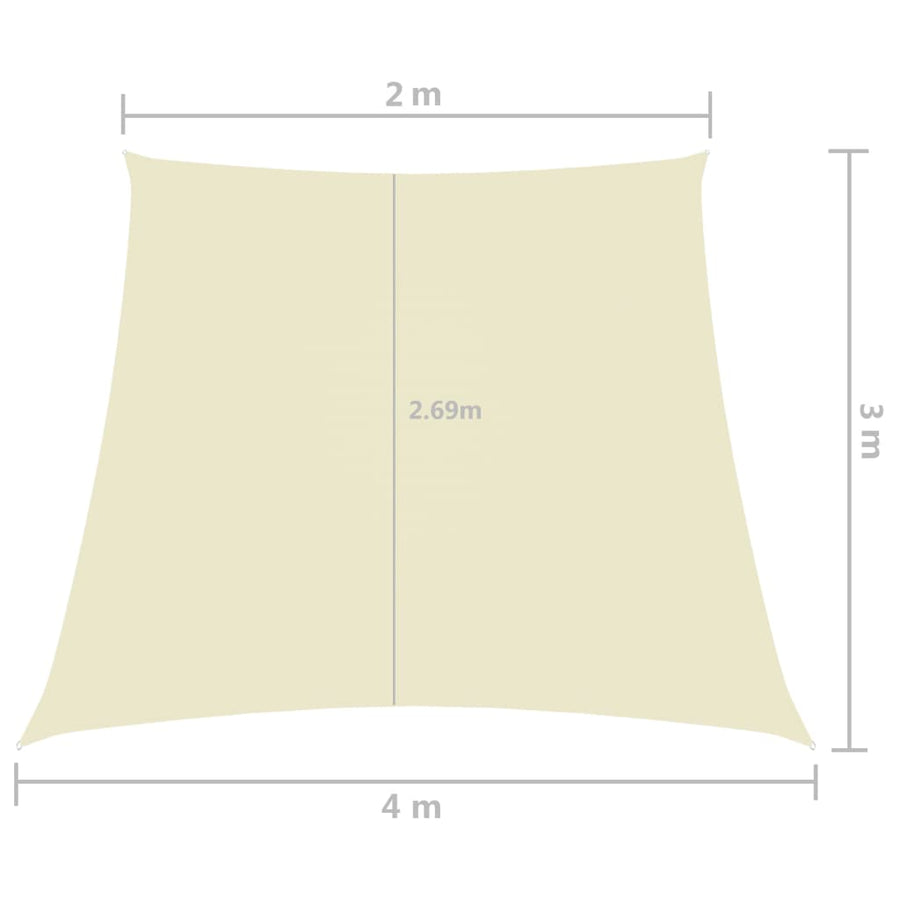 Zonnezeil Trapezium Oxford Stof Kleurig 2/4 x 3 m Crème