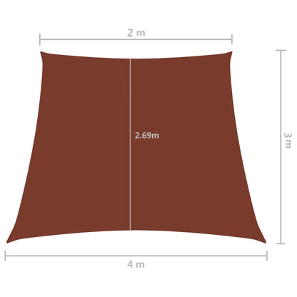 Zonnezeil Trapezium Oxford Stof Kleurig 2/4 x 3 m Terracotta