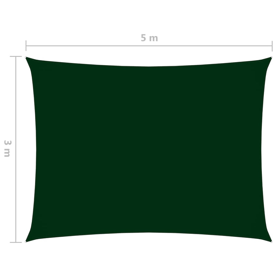 Zonnescherm rechthoekig 3x5 m oxford stof donkergroen 3 x 5 m