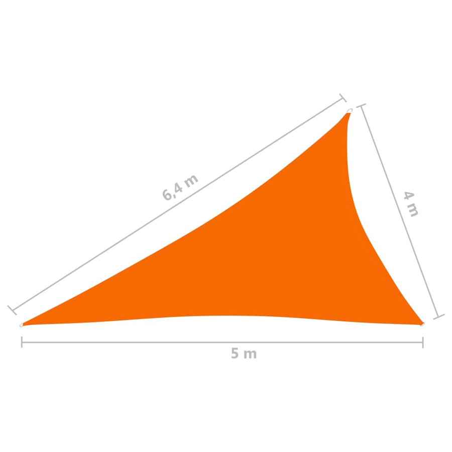Zonnescherm driehoekig 4x5x6,4 m oxford stof oranje 4 x 5 x 6.4 m orange