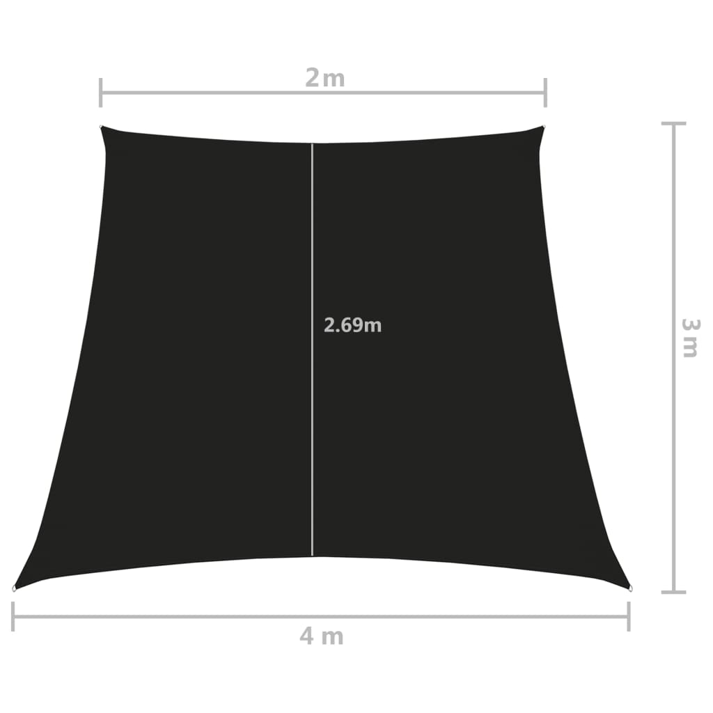 Zonnezeil Trapezium Oxford Stof 2/4 x 3 m Zwart