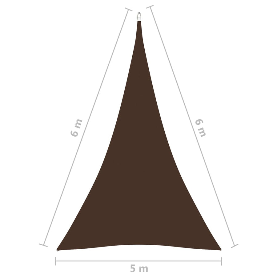 Zonnescherm Driehoekig Oxford Stof 5 x 6 x 6 m Bruin