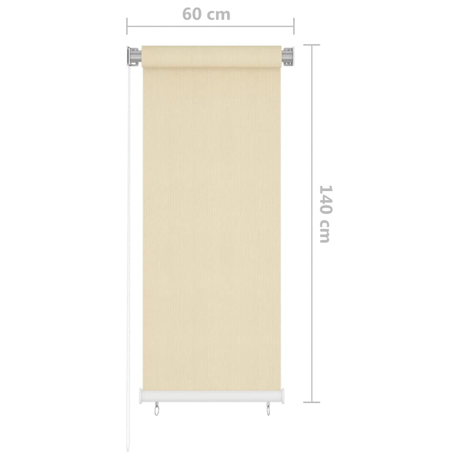 Rolgordijn Voor Buiten Hdpe Crèmekleurig 60 x 140 cm