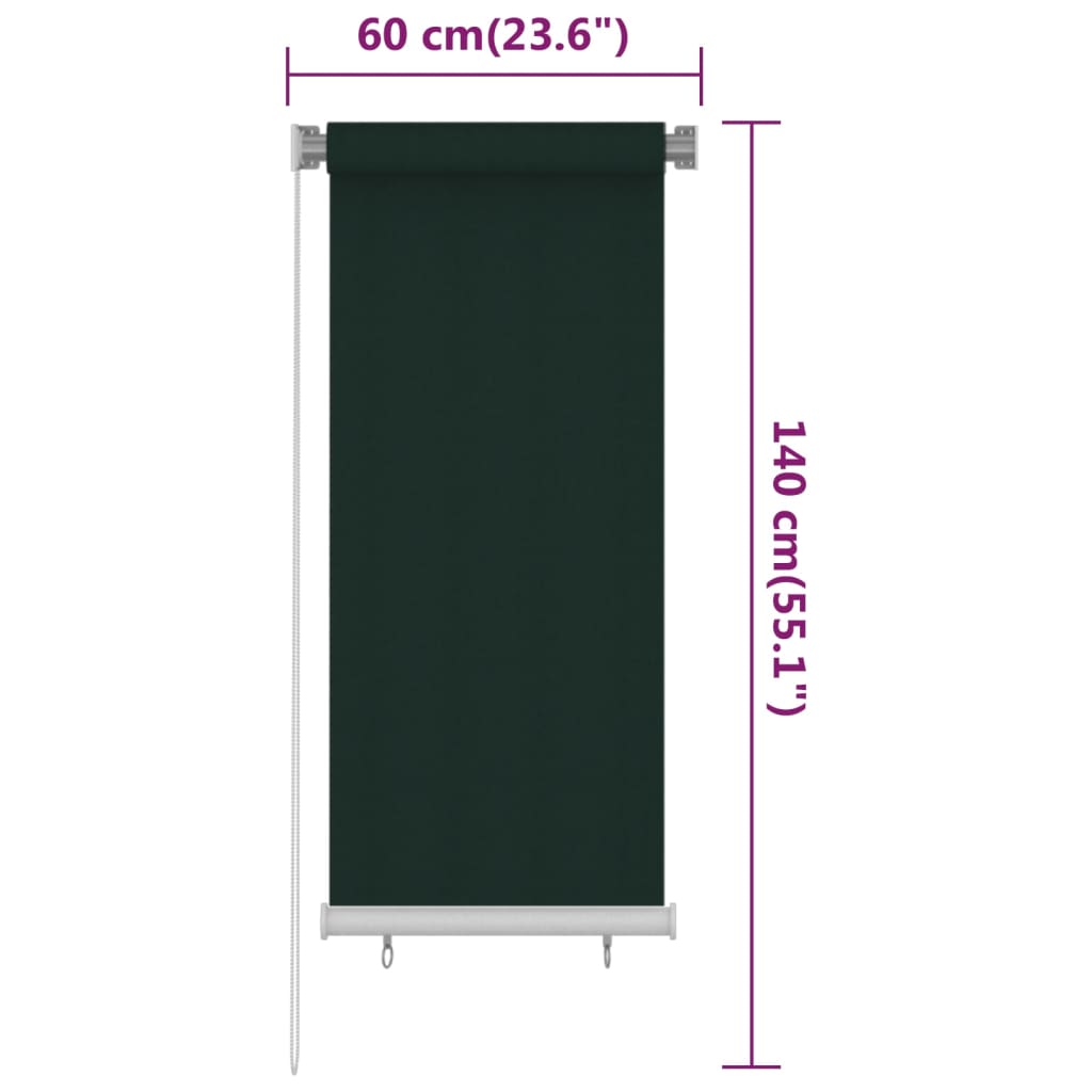 Rolgordijn voor buiten 60x140 cm HDPE donkergroen