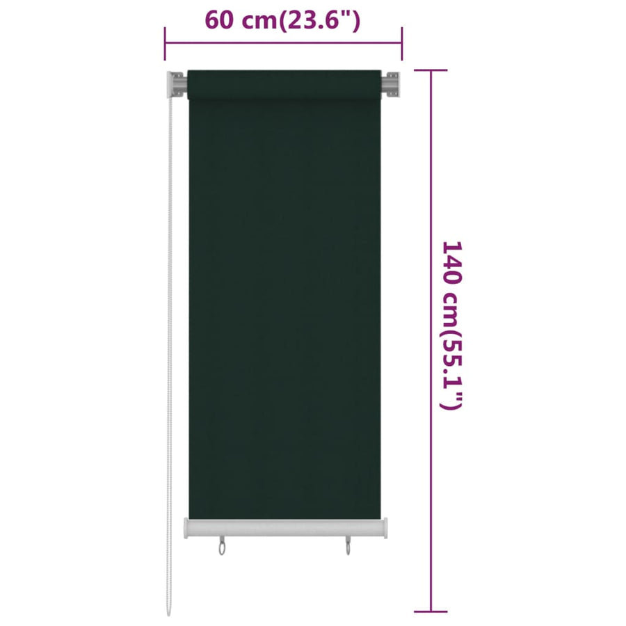 Rolgordijn voor buiten 60x140 cm HDPE donkergroen