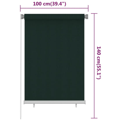 Rolgordijn voor buiten 100x140 cm HDPE donkergroen