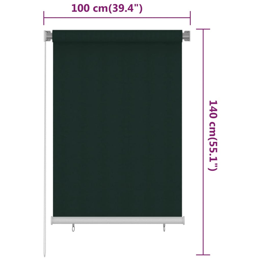 Rolgordijn voor buiten 100x140 cm HDPE donkergroen
